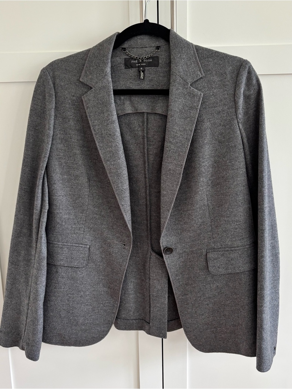 rag & bone Gray Single-Button Tailored Blazer